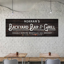 Load image into Gallery viewer, Custom Backyard Bar and Grill Sign: Custom Bar Signs for Home Bar – Perfect for Outdoor Man Cave Decor