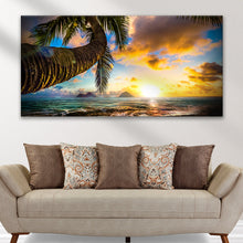 Load image into Gallery viewer, Tropical Blue Beach Hawaii Sunset Canvas Wall Art