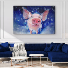 Load image into Gallery viewer, Fluffy Pig Watercolor Canvas Wall Art