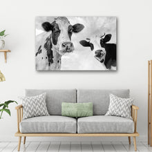 Load image into Gallery viewer, Monochrome Holstein Cows Canvas Wall Art