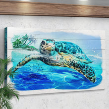 Load image into Gallery viewer, Turtle Oasis Watercolor Canvas Wall Art