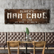 Load image into Gallery viewer, Man Cave My Cave My Rules Sign