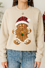 Load image into Gallery viewer, Gingerbread man faux yarn tee or sweatshirt