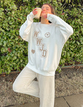 Load image into Gallery viewer, WWJD Varsity Unisex Crewneck