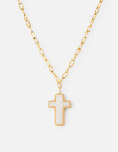 Load image into Gallery viewer, White Enamel Cross Necklace