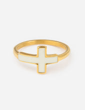 Load image into Gallery viewer, White Enamel Cross Ring