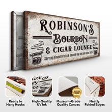 Load image into Gallery viewer, Personalized Bourbon and Cigar Bar Sign