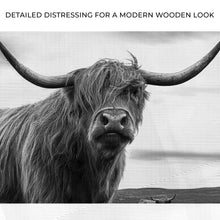 Load image into Gallery viewer, Highland Cow Black And White Portrait Canvas Wall Art