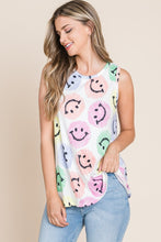 Load image into Gallery viewer, BOMBOM Smiley Face Round Neck Tank