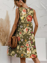 Load image into Gallery viewer, Tiered Printed Round Neck Sleeveless Dress