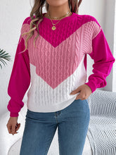 Load image into Gallery viewer, Contrast Round Neck Long Sleeve Sweater