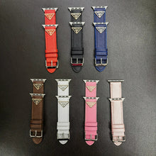 Load image into Gallery viewer, Double Triangle Monogram Label Leather Apple Watch Band