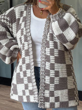 Load image into Gallery viewer, Checkered Open Front Long Sleeve Cardigan