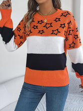 Load image into Gallery viewer, Star Contrast Round Neck Sweater