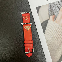 Load image into Gallery viewer, Double Triangle Monogram Label Leather Apple Watch Band