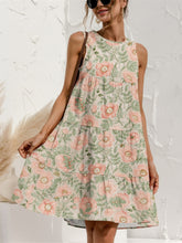 Load image into Gallery viewer, Tiered Printed Round Neck Sleeveless Dress