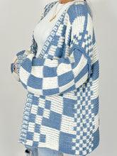 Load image into Gallery viewer, Checkered Open Front Long Sleeve Cardigan