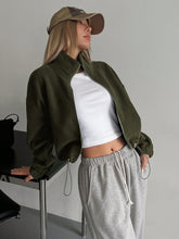 Load image into Gallery viewer, Honey Zip Up Long Sleeve Cropped Jacket