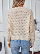 Load image into Gallery viewer, Cable-Knit Round Neck Long Sleeve Sweater