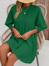 Load image into Gallery viewer, Round Neck Lantern Sleeve Mini Dress