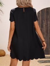 Load image into Gallery viewer, Scalloped Hem Round Neck Short Sleeve Dress