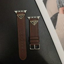 Load image into Gallery viewer, Double Triangle Monogram Label Leather Apple Watch Band