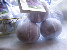 Load image into Gallery viewer, 3 bath bombs 5 oz each (Lavender) individually wrapped, bath fizzies, great for dry skin
