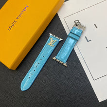 Load image into Gallery viewer, GLOSSY LEATHER APPLE WATCH STRAP LUXURY METAL LOGO