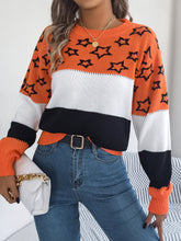 Load image into Gallery viewer, Star Contrast Round Neck Sweater