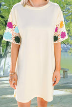 Load image into Gallery viewer, Openwork Crochet Round Neck Half Sleeve Dress