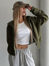 Load image into Gallery viewer, Honey Zip Up Long Sleeve Cropped Jacket