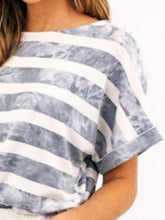 Load image into Gallery viewer, Striped Round Neck Top and Shorts Set