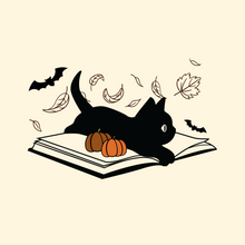 Load image into Gallery viewer, Black Cat and Book