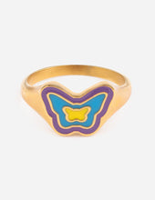Load image into Gallery viewer, Blue Enamel Butterfly Ring