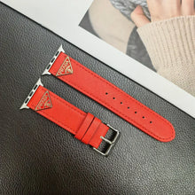 Load image into Gallery viewer, Double Triangle Monogram Label Leather Apple Watch Band