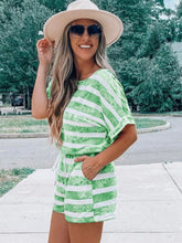 Load image into Gallery viewer, Striped Round Neck Top and Shorts Set