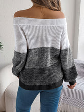 Load image into Gallery viewer, Color Block Off-Shoulder Long Sleeve Sweater