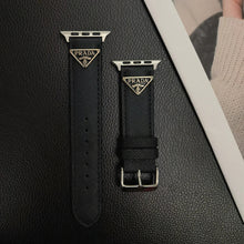 Load image into Gallery viewer, Double Triangle Monogram Label Leather Apple Watch Band