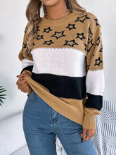 Load image into Gallery viewer, Star Contrast Round Neck Sweater