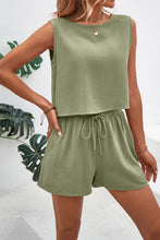 Load image into Gallery viewer, Round Neck Top and Drawstring Shorts Set