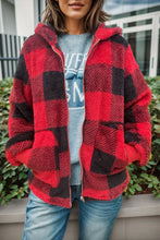 Load image into Gallery viewer, Double Take Full Size Plaid Long Sleeve Hooded Coat