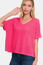 Load image into Gallery viewer, Zenana Drop Shoulder Short Sleeve Jacquard Knit Top