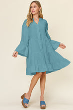 Load image into Gallery viewer, Double Take Full Size Texture Button Up Ruffle Hem Dress