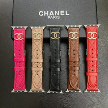 Load image into Gallery viewer, Luxury Gold Monogram 3D Embossed Leather Apple Watch Strap