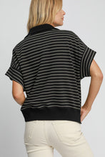 Load image into Gallery viewer, Umgee Striped Half Zip Short Sleeve Sweatshirt