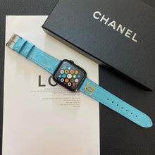 Load image into Gallery viewer, Glossy Leather Apple Watch Strap Luxury Metal Logo