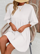 Load image into Gallery viewer, Round Neck Lantern Sleeve Mini Dress