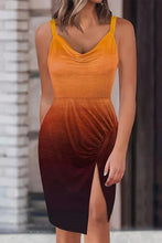 Load image into Gallery viewer, Slit Ruched Gradient Cami Dress