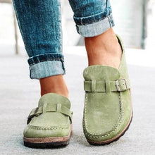 Load image into Gallery viewer, Round Toe Low Heel Buckle Loafers