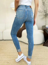 Load image into Gallery viewer, Judy Blue Full Size Mid Rise Destroy &amp; Cuff Skinny Jeans